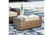 SANDY BLOOM Beige Outdoor Ottoman with Cushion - P507-814 - Bien Home Furniture & Electronics