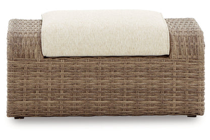 SANDY BLOOM Beige Outdoor Ottoman with Cushion - P507-814 - Bien Home Furniture &amp; Electronics