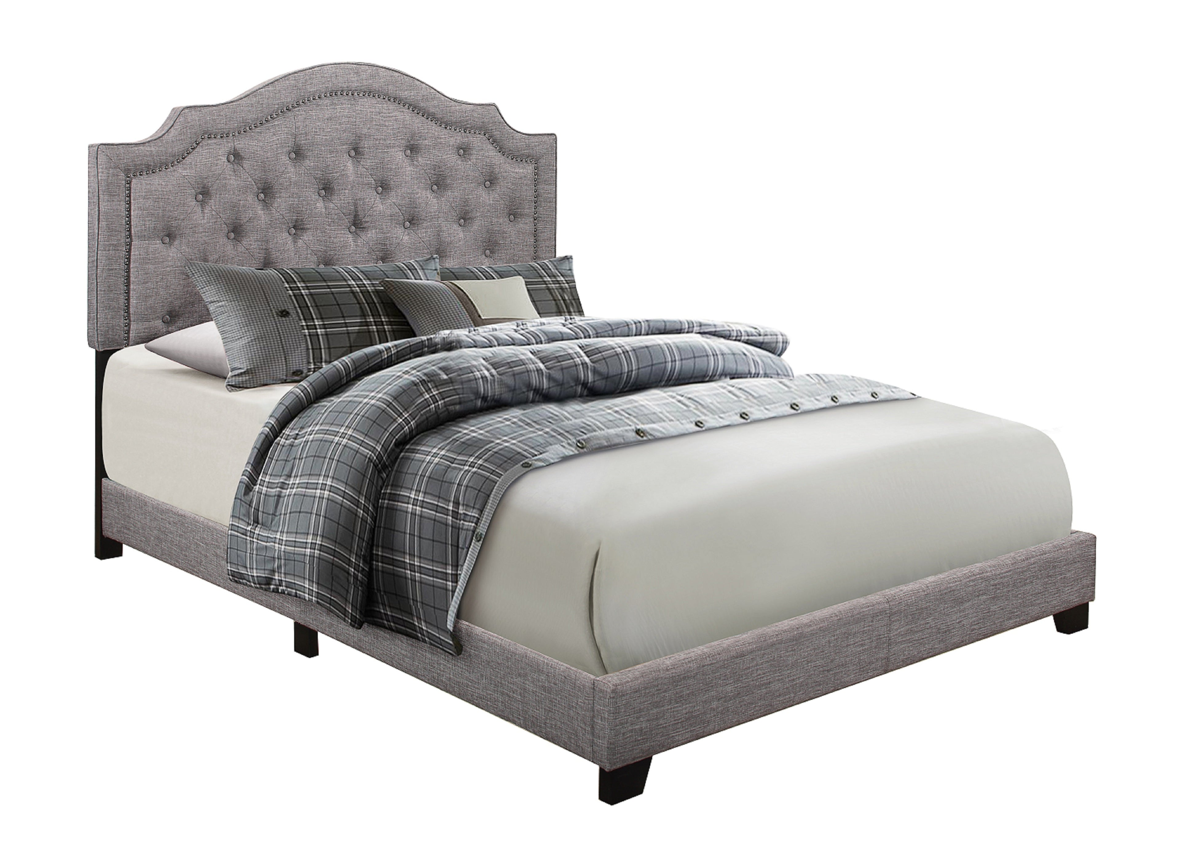 Sandy Gray King Upholstered Bed - SH255KGRY-1 - Bien Home Furniture &amp; Electronics