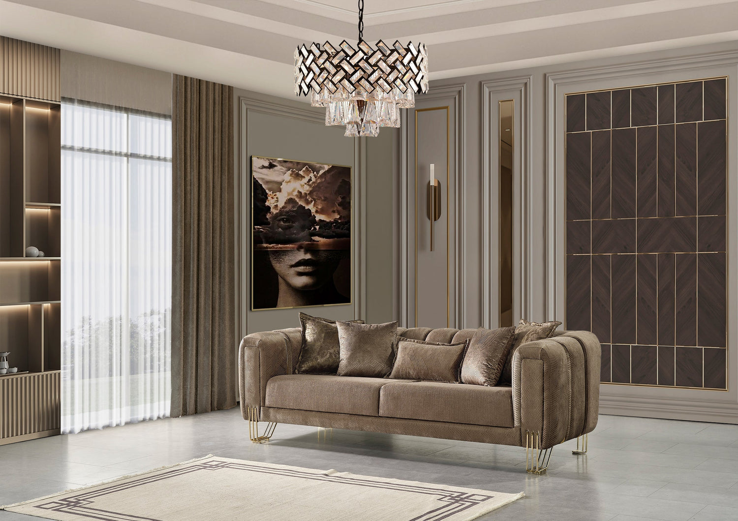 Santana Coffee Velvet Sofa - SANTANACOFFEE-S - Bien Home Furniture &amp; Electronics