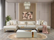 Santana Ivory Velvet Double Chaise Sectional - SANTANAIVORY-SEC - Bien Home Furniture & Electronics