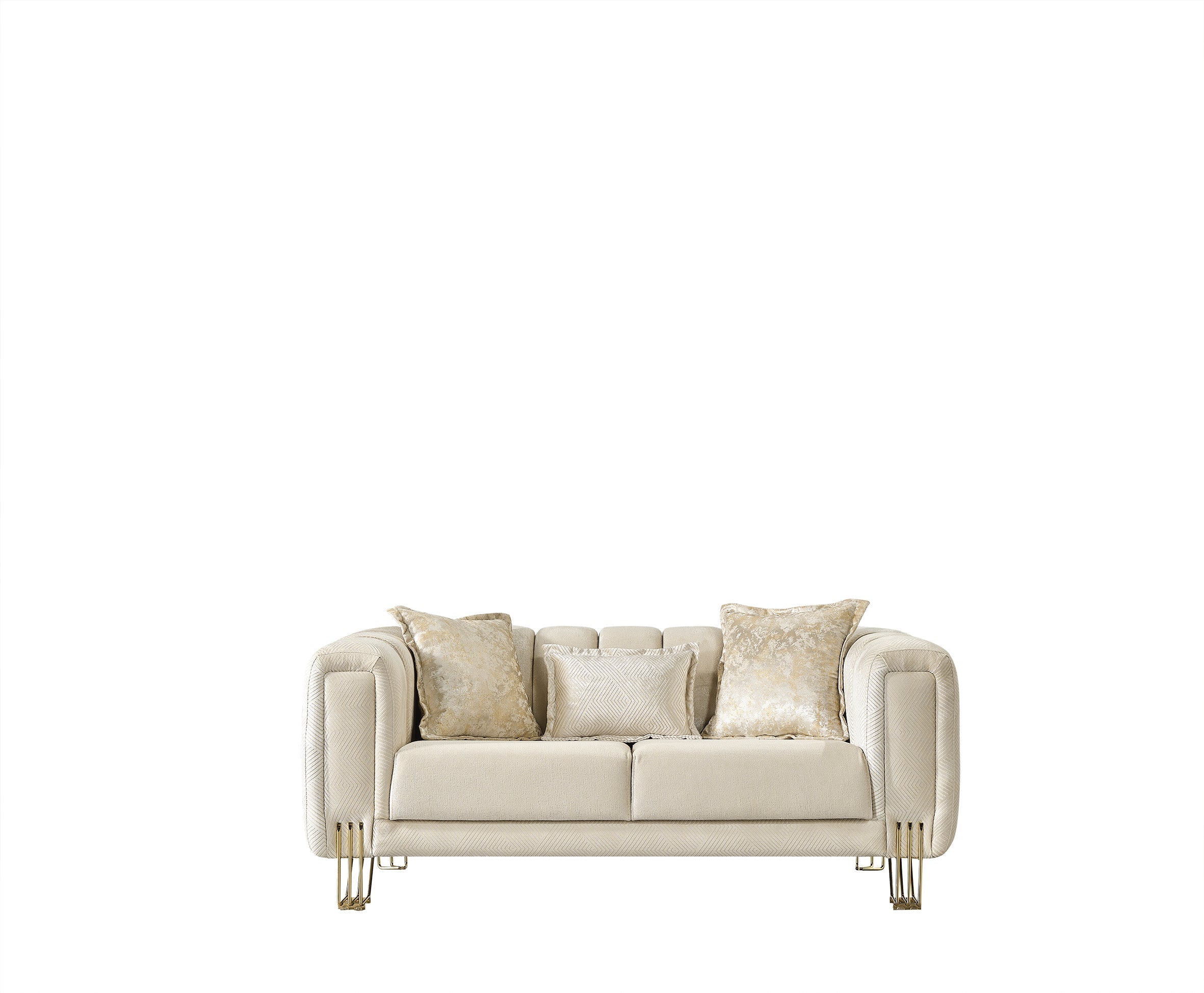 Santana Ivory Velvet Loveseat - SANTANAIVORY-L - Bien Home Furniture &amp; Electronics
