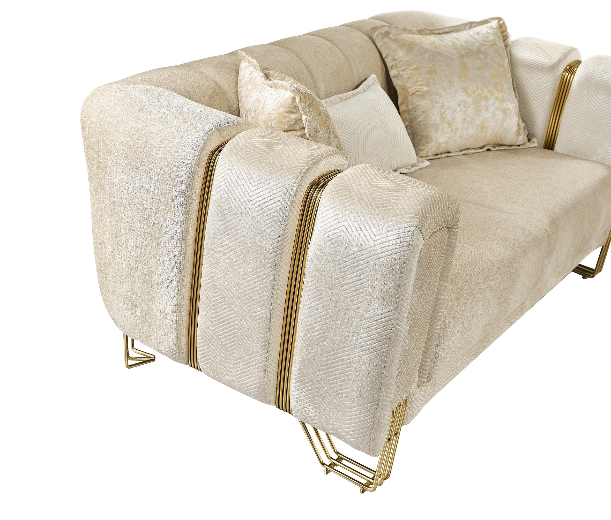 Santana Ivory Velvet Loveseat - SANTANAIVORY-L - Bien Home Furniture &amp; Electronics