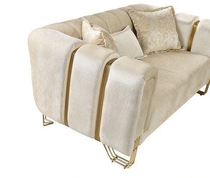 Santana Ivory Velvet Loveseat - SANTANAIVORY-L - Bien Home Furniture &amp; Electronics