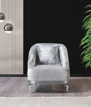 Santana Silver Velvet Chair - SANTANASILVER-C - Bien Home Furniture & Electronics