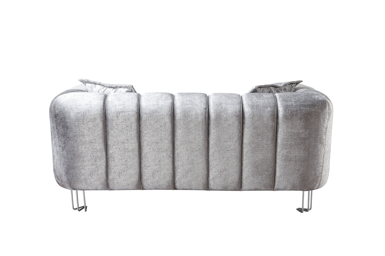 Santana Silver Velvet Sofa &amp; Loveseat - SANTANASILVER-SL - Bien Home Furniture &amp; Electronics