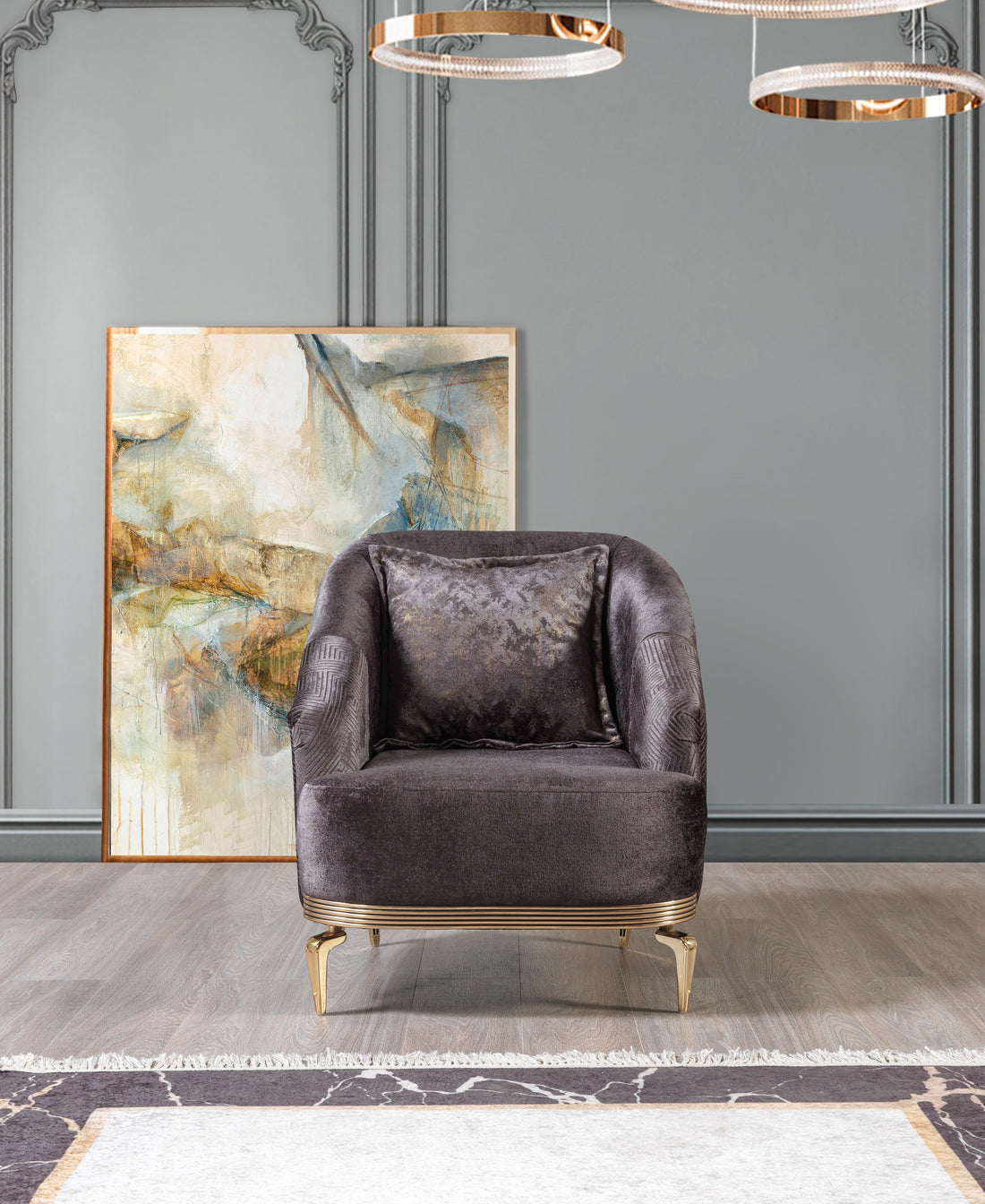 Santana Smoke Velvet Chair - SANTANASMOKE-C - Bien Home Furniture & Electronics