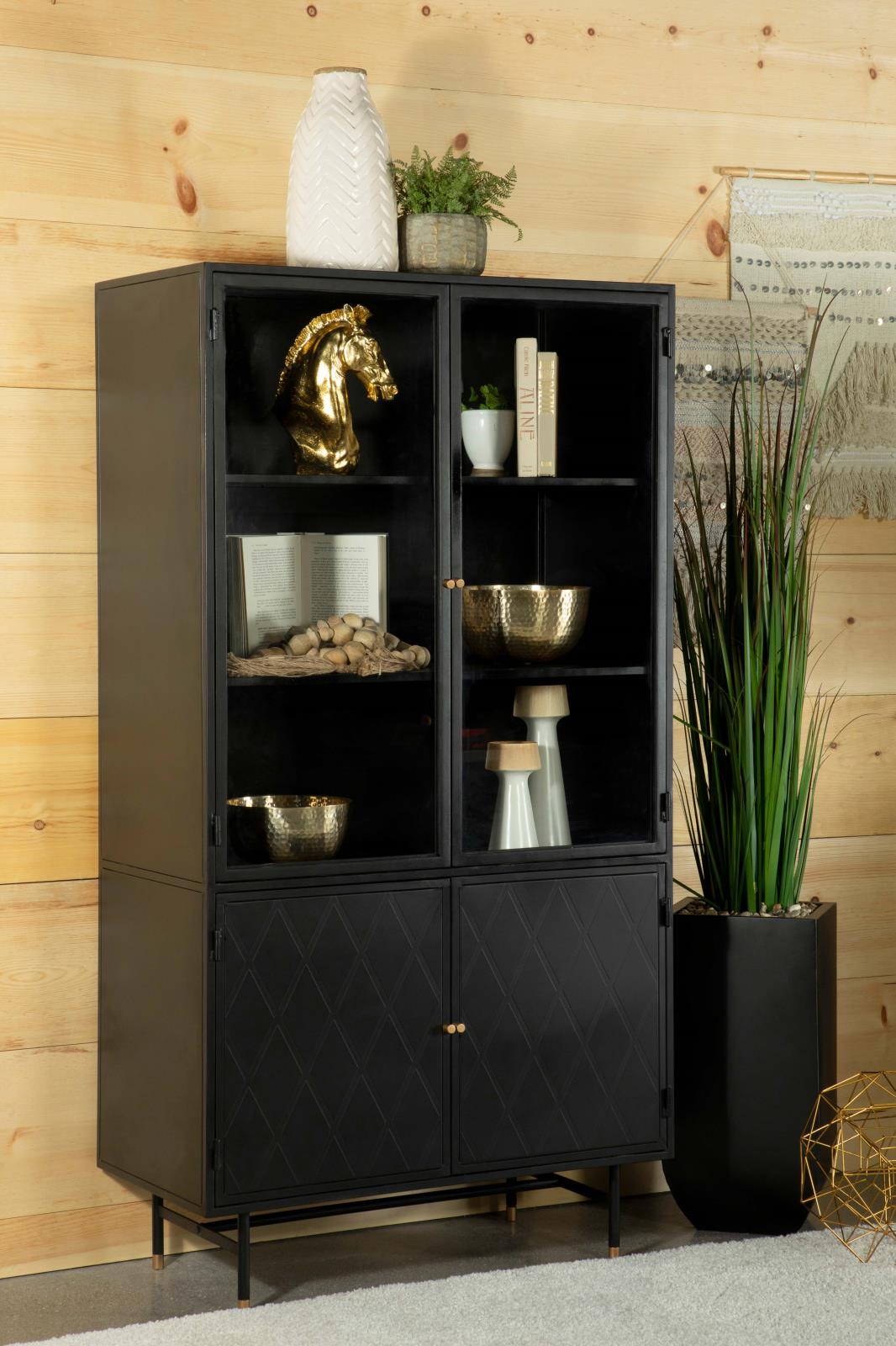 Santiago Matte Black Rectangular 4-Door Cabinet - 951134 - Bien Home Furniture &amp; Electronics