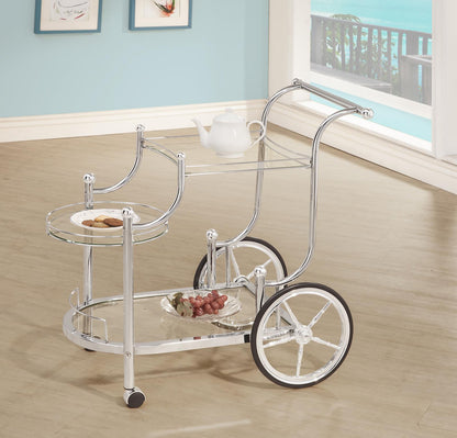 Sarandon Chrome/Clear 3-Tier Serving Cart - 910076 - Bien Home Furniture &amp; Electronics