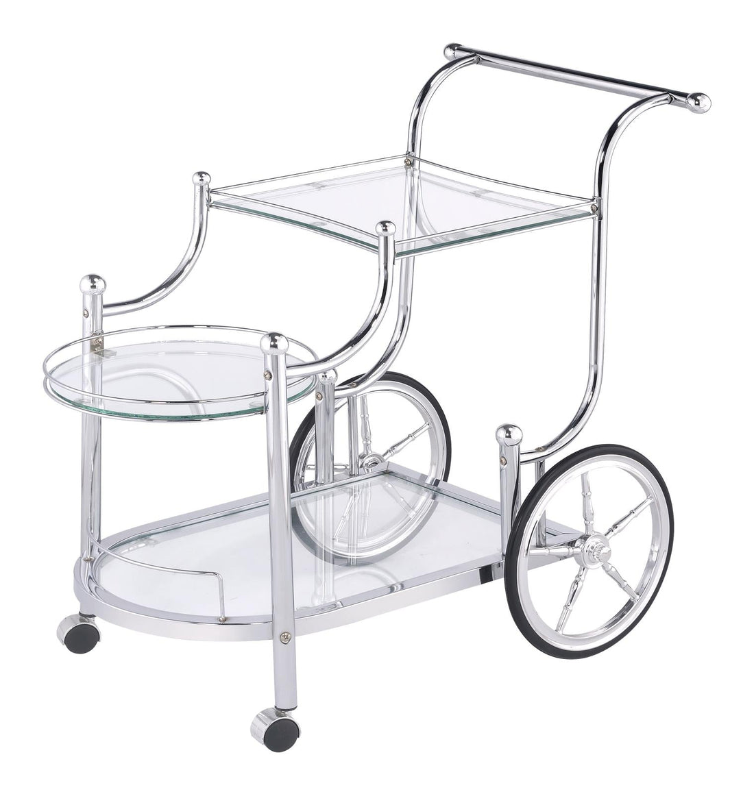 Sarandon Chrome/Clear 3-Tier Serving Cart - 910076 - Bien Home Furniture &amp; Electronics