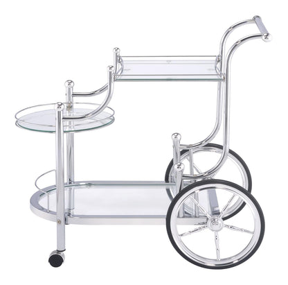 Sarandon Chrome/Clear 3-Tier Serving Cart - 910076 - Bien Home Furniture &amp; Electronics