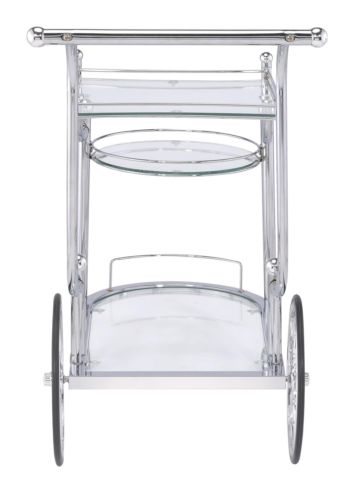 Sarandon Chrome/Clear 3-Tier Serving Cart - 910076 - Bien Home Furniture &amp; Electronics