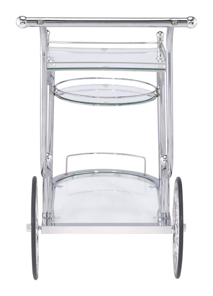 Sarandon Chrome/Clear 3-Tier Serving Cart - 910076 - Bien Home Furniture &amp; Electronics