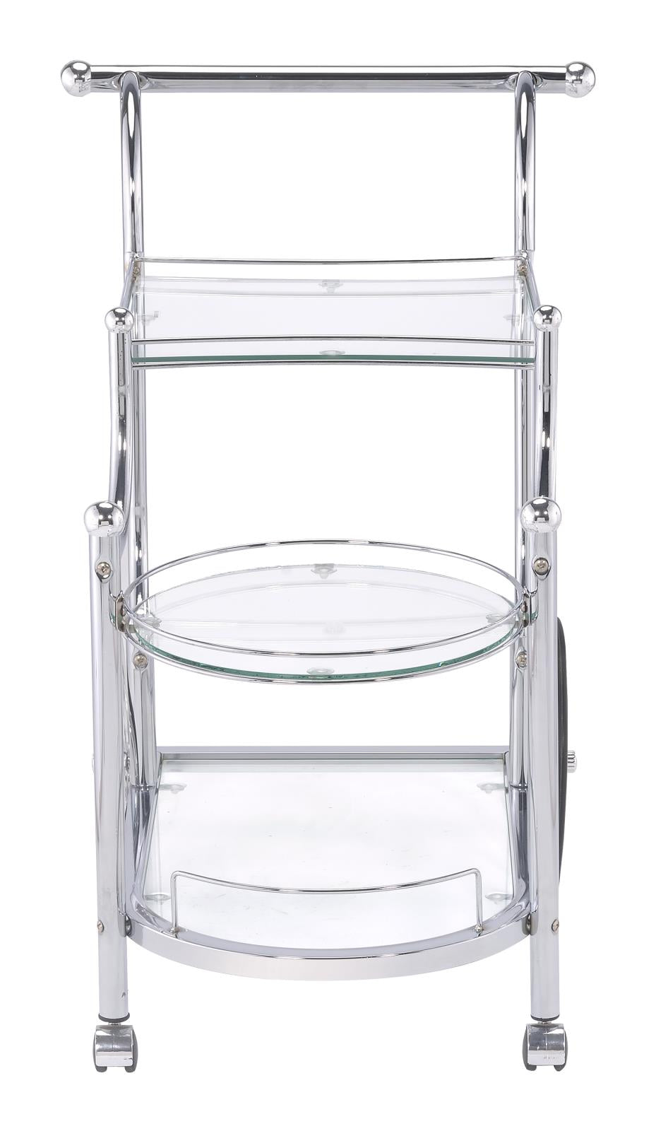 Sarandon Chrome/Clear 3-Tier Serving Cart - 910076 - Bien Home Furniture &amp; Electronics