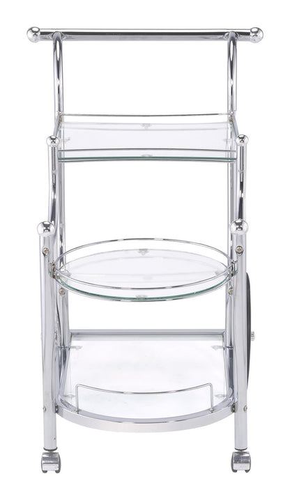 Sarandon Chrome/Clear 3-Tier Serving Cart - 910076 - Bien Home Furniture &amp; Electronics