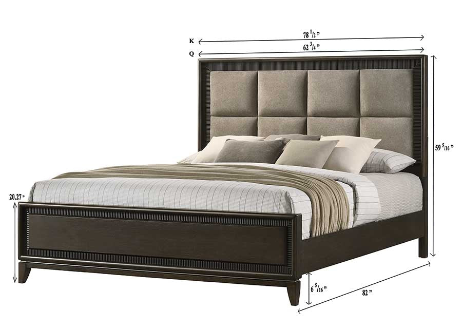 Saratoga Brown Queen Upholstered Panel Bed - SET | B6540-Q-HB | B6540-Q-FB | B6540-KQ-RAIL | - Bien Home Furniture &amp; Electronics