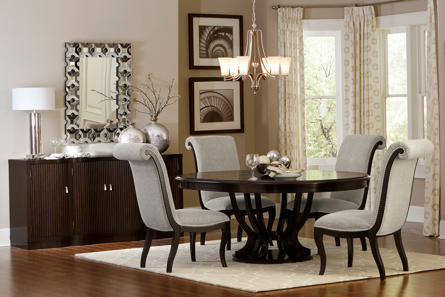 Savion Espresso Round/Oval Extendable Dining Table - SET | 5494-76 | 5494-76B - Bien Home Furniture &amp; Electronics