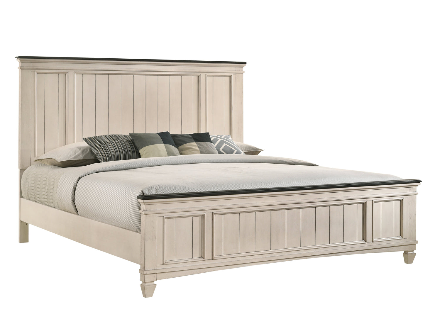 Sawyer Cream/Brown King Panel Bed - SET | B9100-K-HBFB | B9100-KQ-RAIL - Bien Home Furniture &amp; Electronics