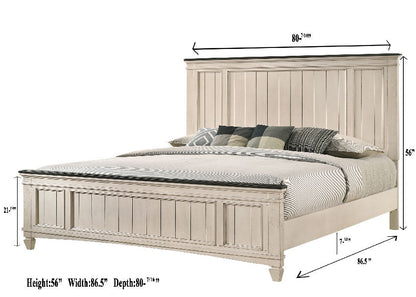 Sawyer Cream/Brown King Panel Bed - SET | B9100-K-HBFB | B9100-KQ-RAIL - Bien Home Furniture &amp; Electronics