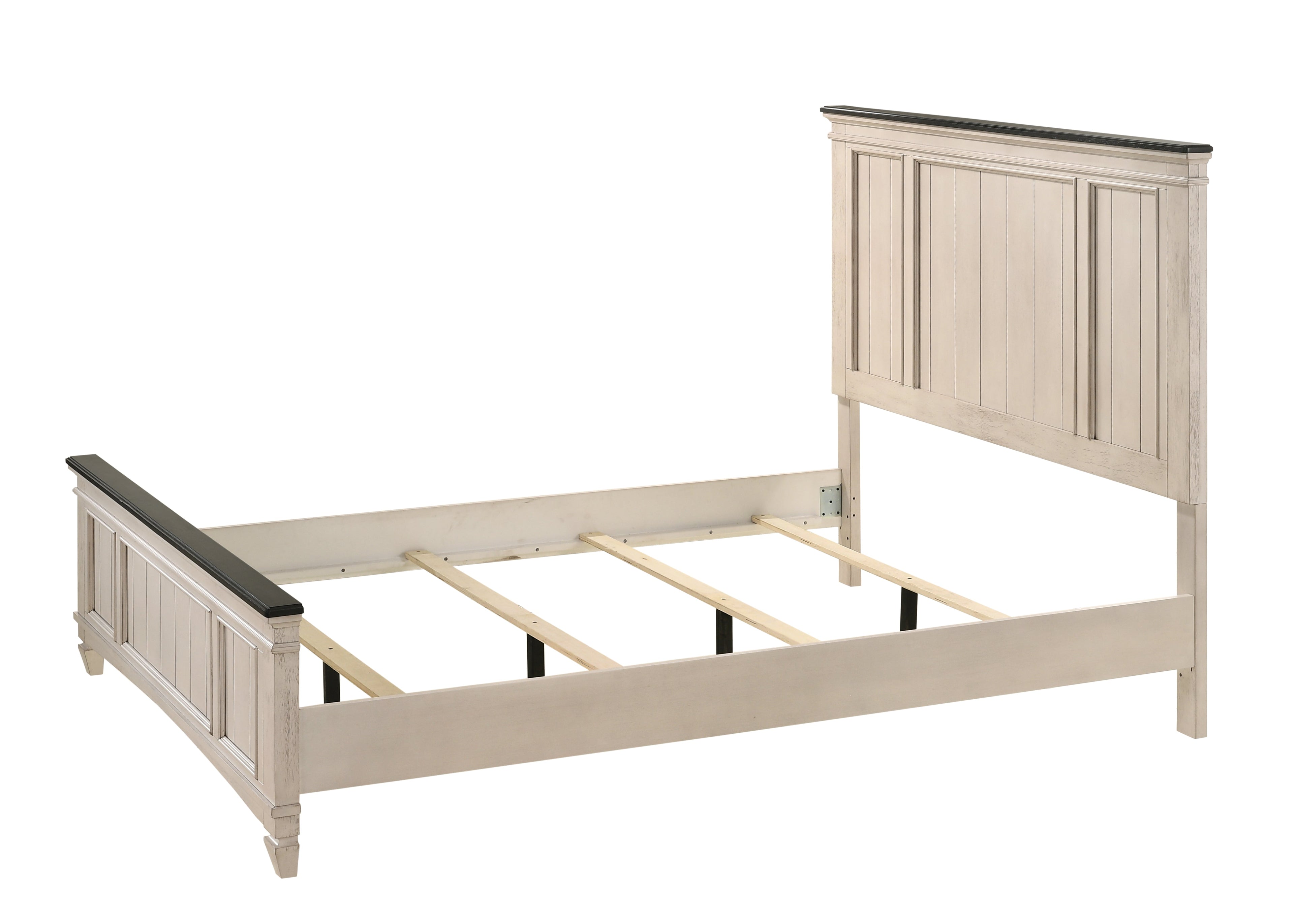 Sawyer Cream/Brown Queen Panel Bed - SET | B9100-Q-HBFB | B9100-KQ-RAIL - Bien Home Furniture &amp; Electronics