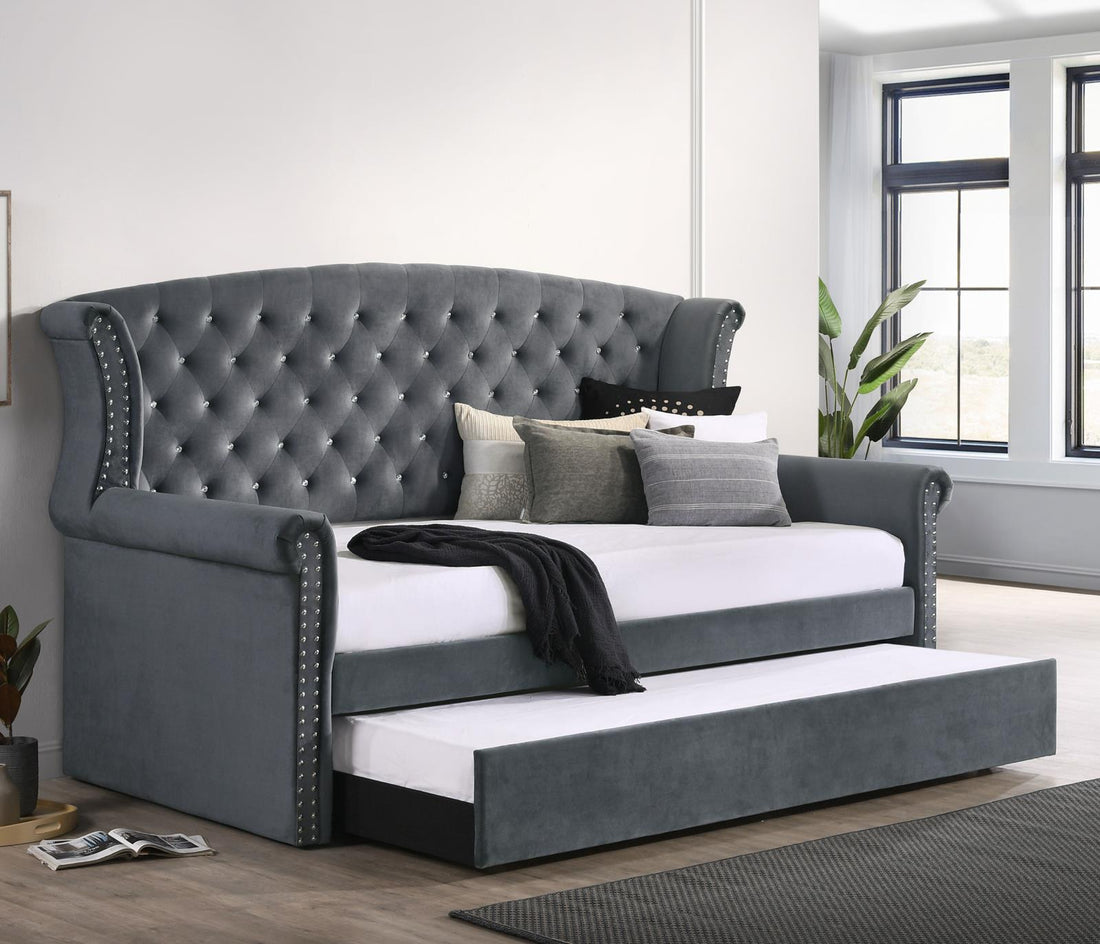 Scarlett Upholstered Tufted Twin Daybed with Trundle - 300641 - Bien Home Furniture &amp; Electronics