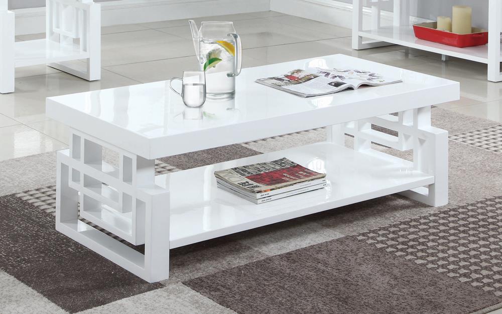 Schmitt High Glossy White Rectangular Coffee Table - 705708 - Bien Home Furniture &amp; Electronics