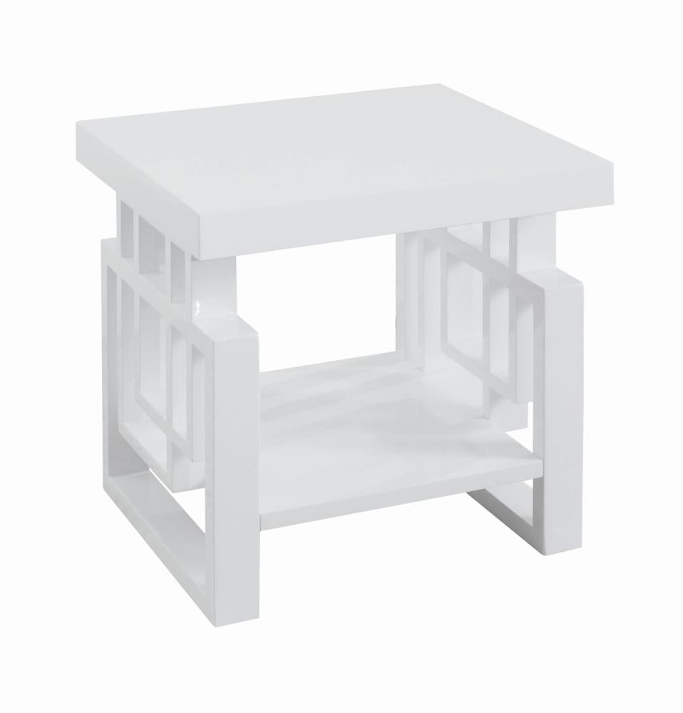 Schmitt Rectangular End Table High Glossy White - 705707 - Bien Home Furniture &amp; Electronics