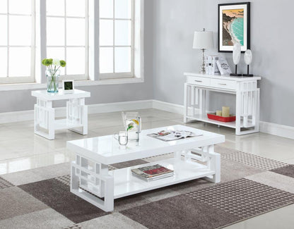 Schmitt Rectangular End Table High Glossy White - 705707 - Bien Home Furniture &amp; Electronics