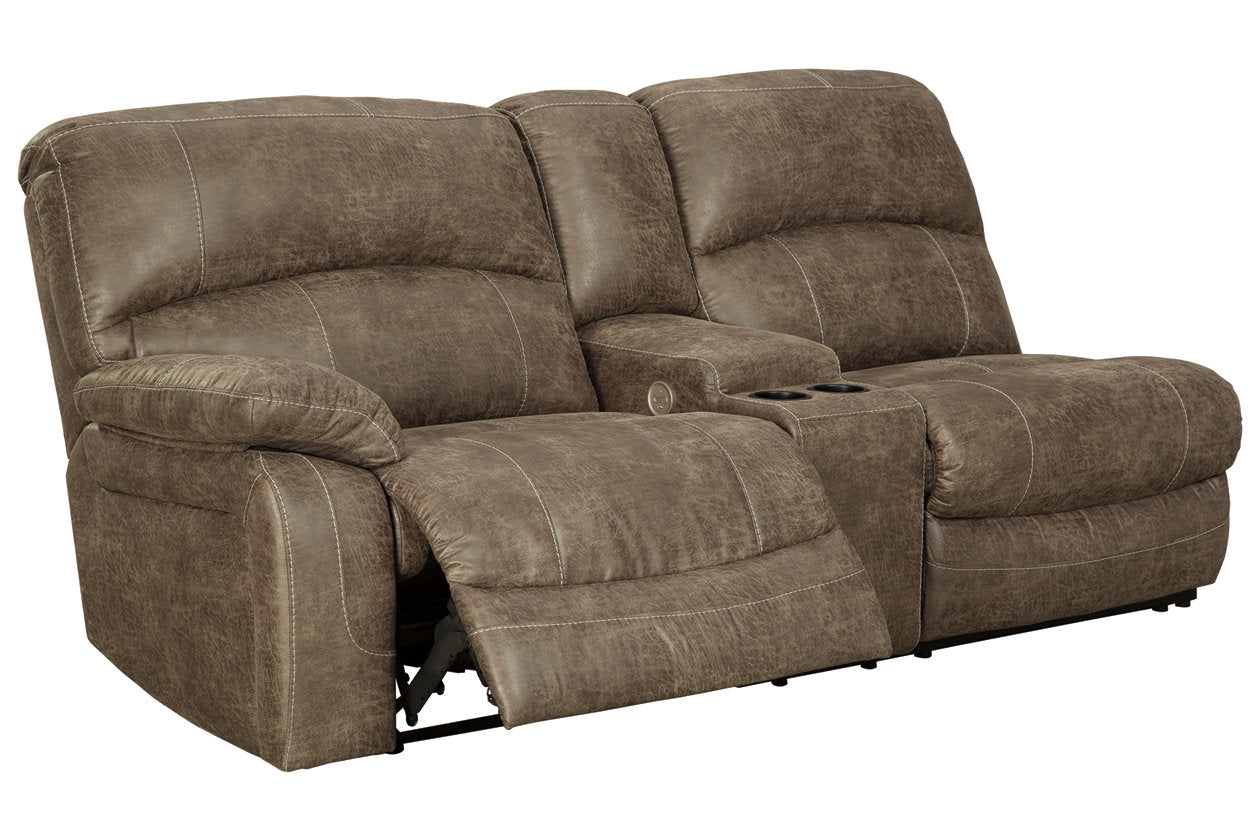 Segburg Driftwood Left-Arm Facing Power Reclining Sofa with Console - 3430359 - Bien Home Furniture &amp; Electronics
