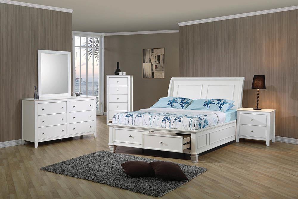 Selena Full Sleigh Bed with Footboard Storage Buttermilk - 400239F - Bien Home Furniture &amp; Electronics