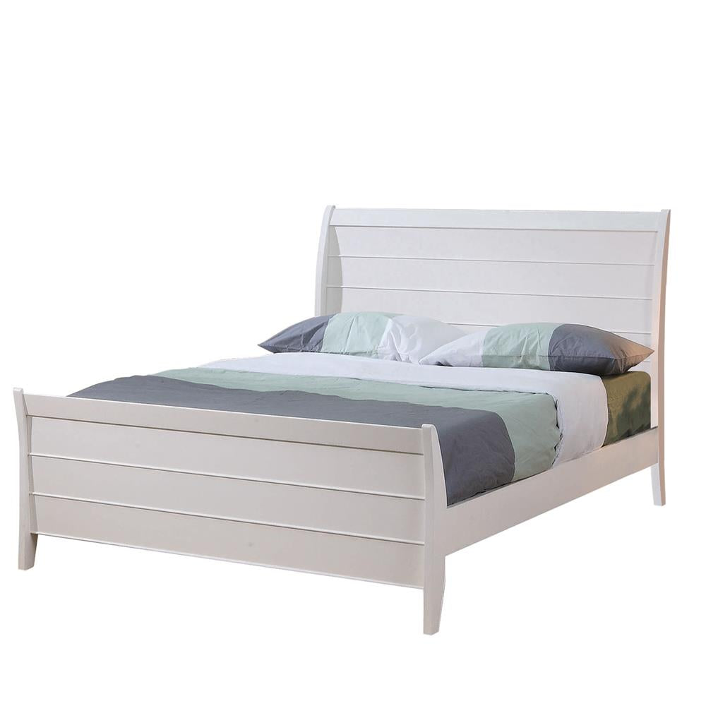 Selena Twin Sleigh Platform Bed Buttermilk - 400231T - Bien Home Furniture &amp; Electronics