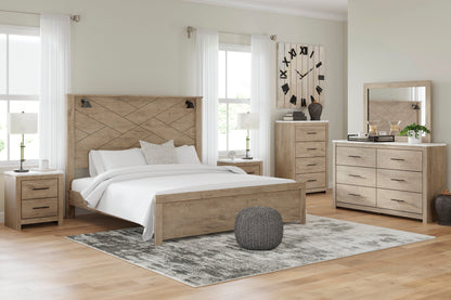 Senniberg Light Brown/White Lighted Panel Bedroom Set - SET | B1191-56 | B1191-58 | B1191-99 | B1191-31 | B1191-36 | B1191-92 | B1191-44 - Bien Home Furniture &amp; Electronics