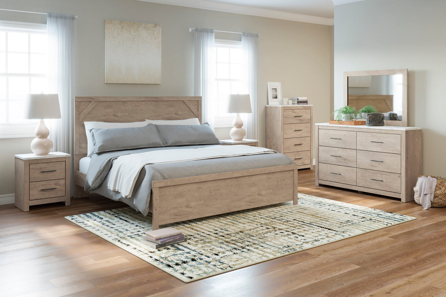 Senniberg Light Brown/White Panel Bedroom Set - SET | B1191-72 | B1191-97 | B1191-31 | B1191-36 | B1191-92 | B1191-44 - Bien Home Furniture &amp; Electronics