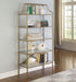 Serena Matte Gold 5-Tier Tempered Glass Shelves Bookcase - 804393 - Bien Home Furniture & Electronics