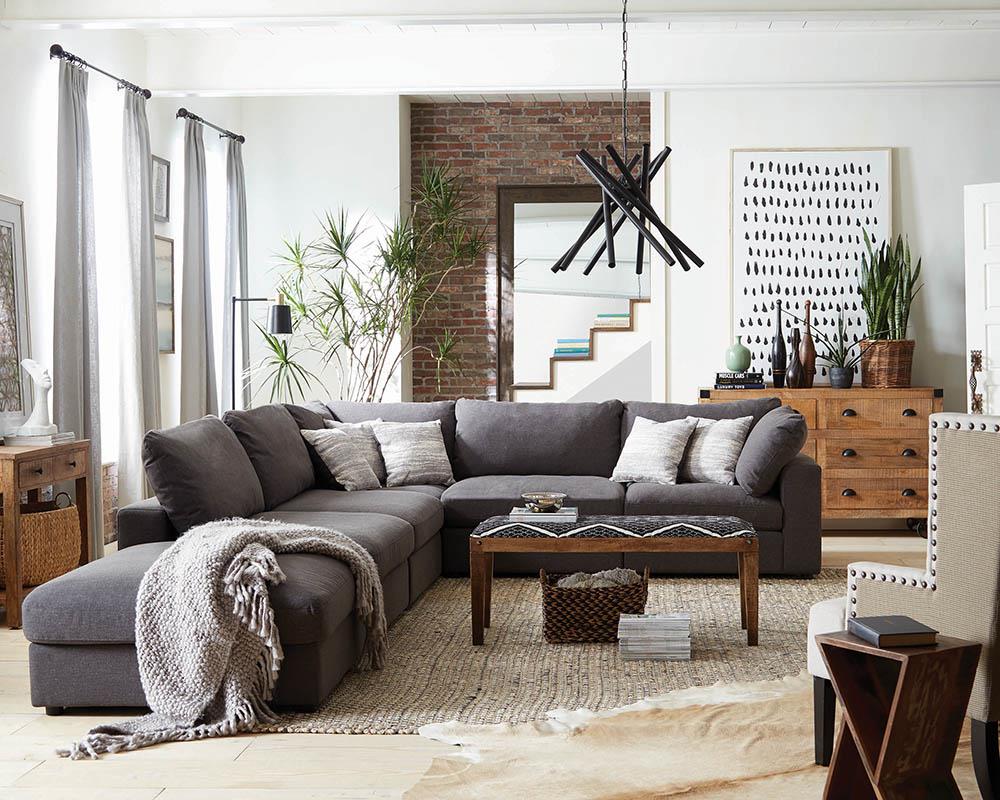 Serene Upholstered Corner Charcoal - 551325 - Bien Home Furniture &amp; Electronics