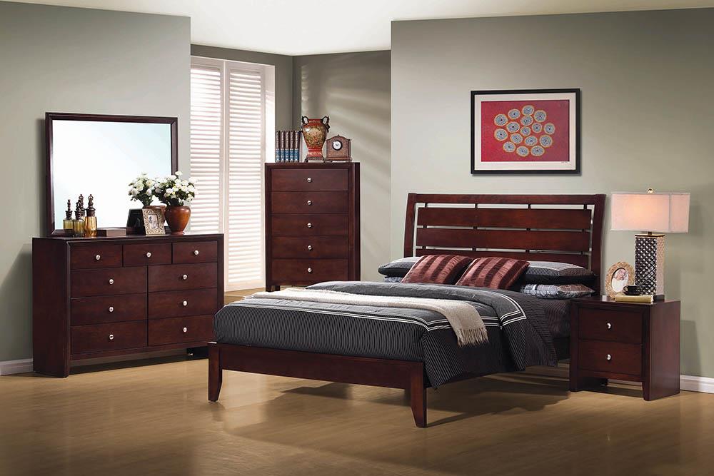 Serenity Eastern King Panel Bed Rich Merlot - 201971KE - Bien Home Furniture &amp; Electronics