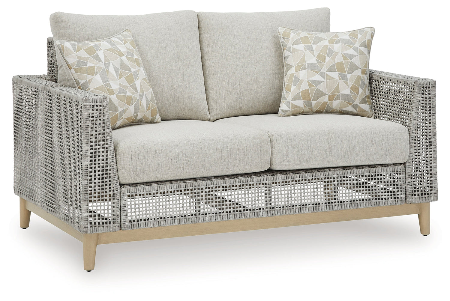 Seton Creek Gray Outdoor Loveseat with Cushion - P798-835 - Bien Home Furniture &amp; Electronics