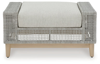 Seton Creek Gray Outdoor Ottoman with Cushion - P798-814 - Bien Home Furniture &amp; Electronics