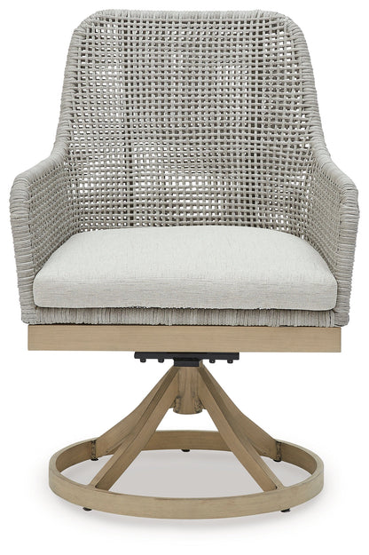 Seton Creek Gray Outdoor Swivel Dining Chair (Set of 2) - P798-602A - Bien Home Furniture &amp; Electronics