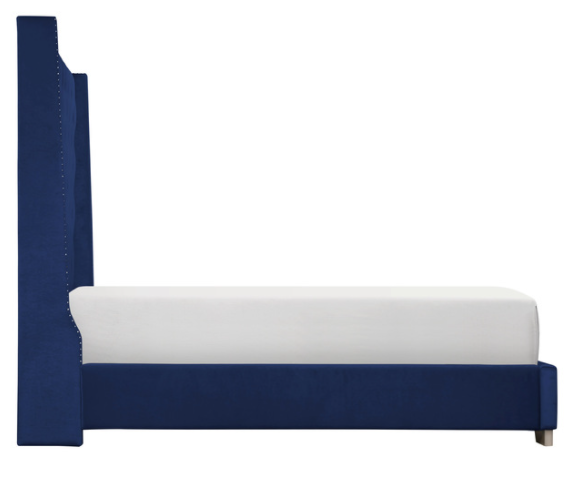 SH228KBLU-1* (2)UPHL VELVET EK BED, BLUE - SH228KBLU-1* - Bien Home Furniture &amp; Electronics