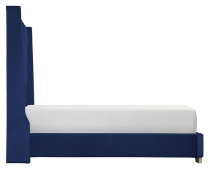SH228KBLU-1* (2)UPHL VELVET EK BED, BLUE - SH228KBLU-1* - Bien Home Furniture &amp; Electronics