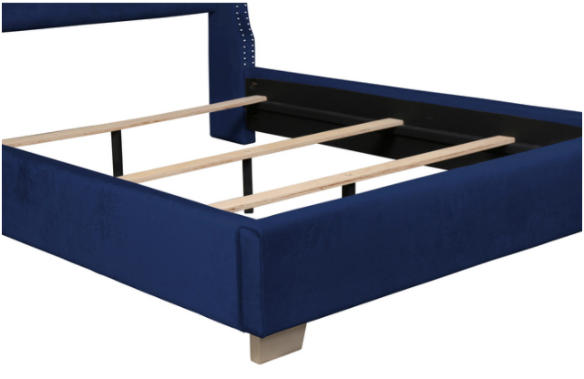SH228KBLU-1* (2)UPHL VELVET EK BED, BLUE - SH228KBLU-1* - Bien Home Furniture &amp; Electronics