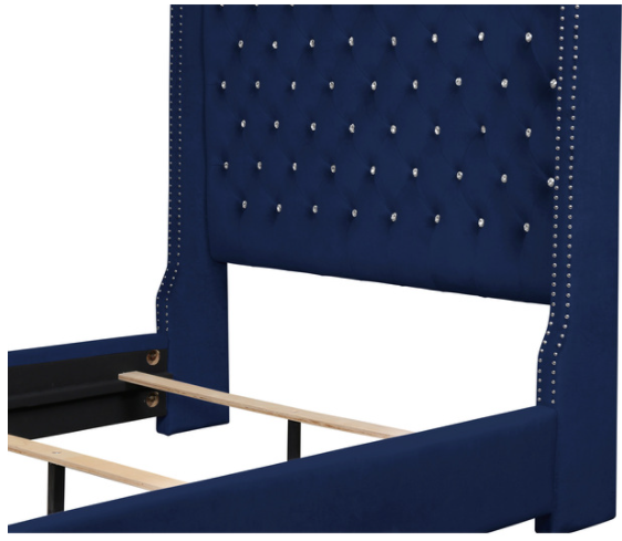 SH228KBLU-1* (2)UPHL VELVET EK BED, BLUE - SH228KBLU-1* - Bien Home Furniture &amp; Electronics