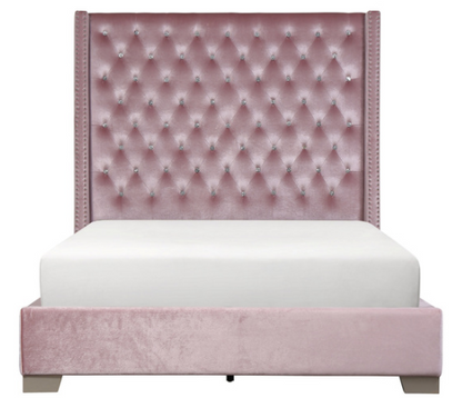 SH228KPNK-1* (2)UPHL VELVET KING BED, PINK - SH228KPNK-1* - Bien Home Furniture &amp; Electronics