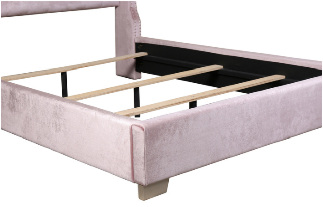 SH228KPNK-1* (2)UPHL VELVET KING BED, PINK - SH228KPNK-1* - Bien Home Furniture &amp; Electronics