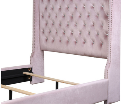 SH228KPNK-1* (2)UPHL VELVET KING BED, PINK - SH228KPNK-1* - Bien Home Furniture &amp; Electronics
