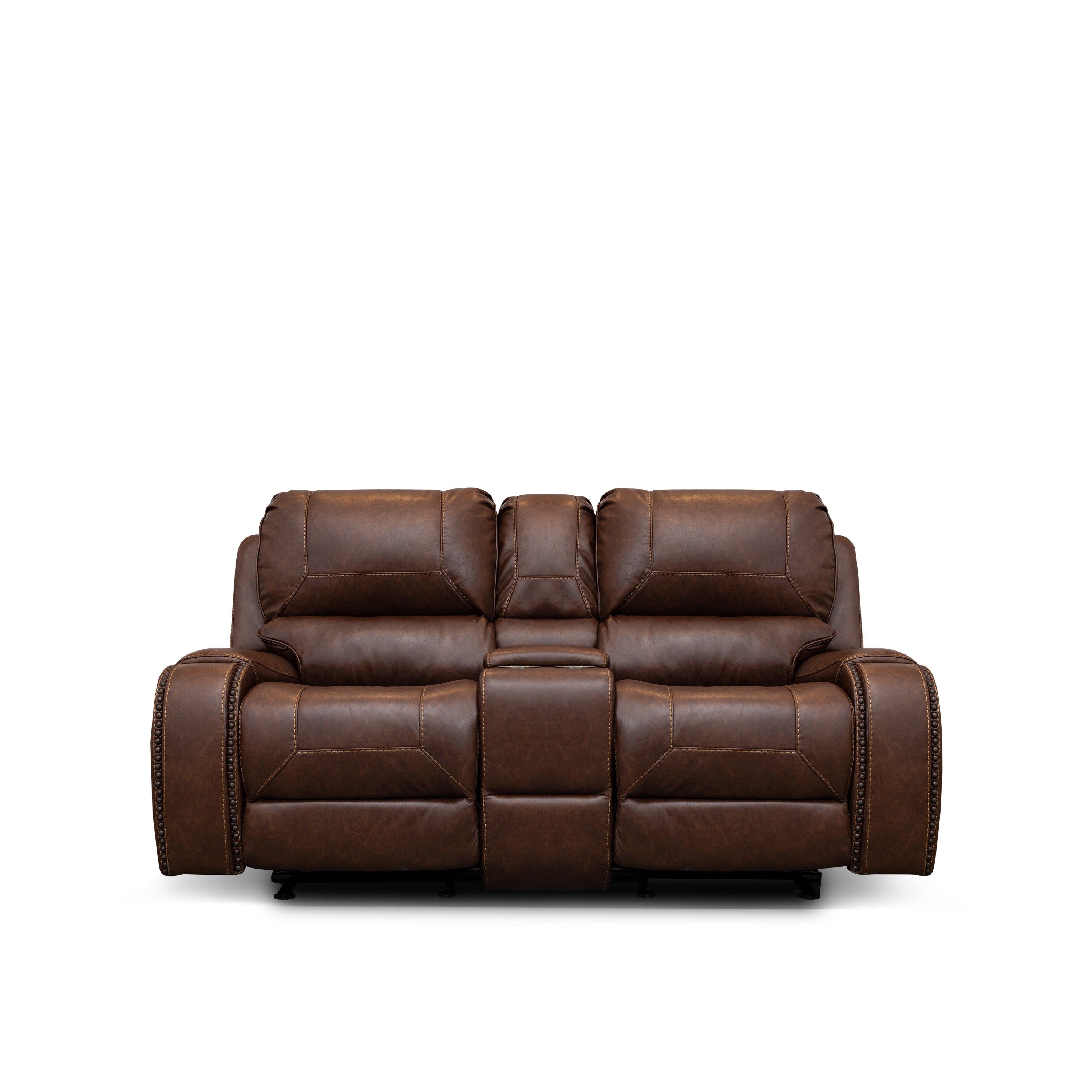 SH3215BRW-2 DOUBLE GLIDER RECLINING Loveseat W/CENTER CONSOLE - SH3215BRW-2 - Bien Home Furniture &amp; Electronics