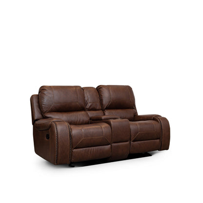 SH3215BRW-2 DOUBLE GLIDER RECLINING Loveseat W/CENTER CONSOLE - SH3215BRW-2 - Bien Home Furniture &amp; Electronics