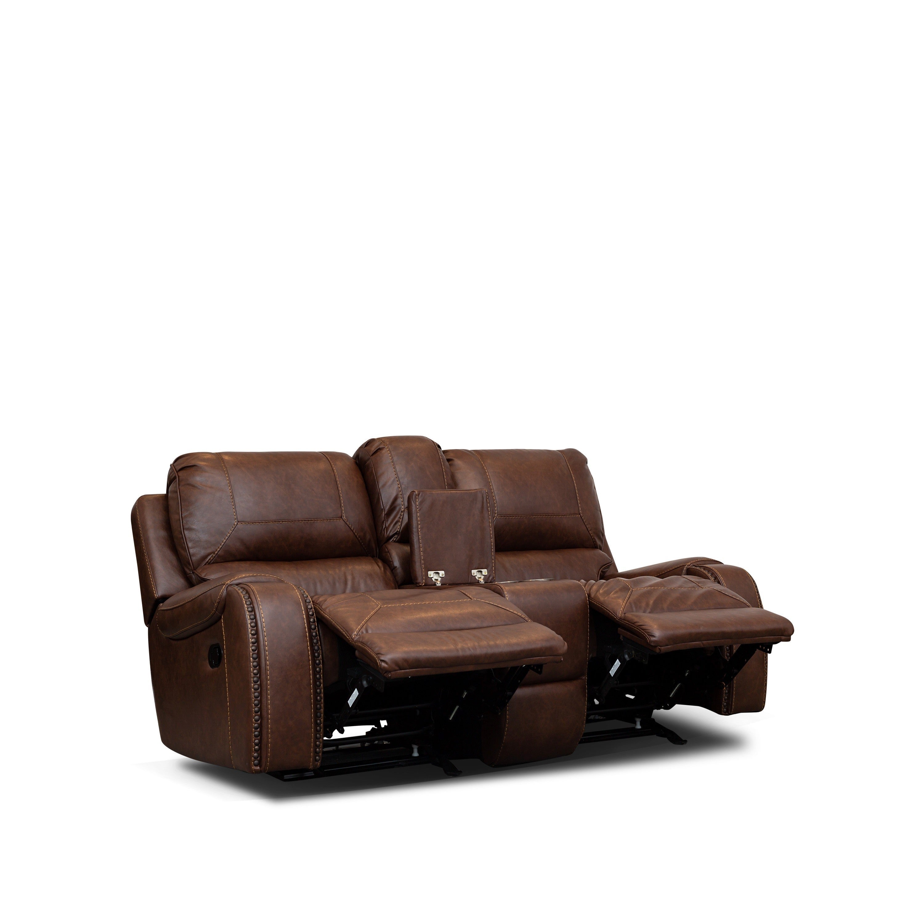 SH3215BRW-2 DOUBLE GLIDER RECLINING Loveseat W/CENTER CONSOLE - SH3215BRW-2 - Bien Home Furniture &amp; Electronics
