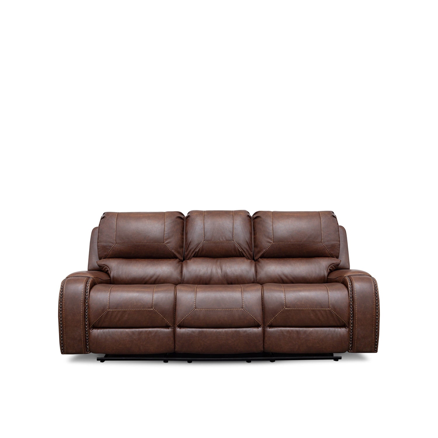 SH3215BRW-3 DOUBLE RECLINING SOFA W/DROP-DOWN CUP HOLDERS - SH3215BRW-3 - Bien Home Furniture &amp; Electronics